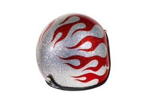 S 54,5-55,5cm 70´s Seventies Superflakes Flames Silver & Red Jethelm ECE 22.06
