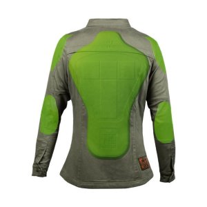 John Doe Damen Motoshirt Olive mit XTM-Fiber Hemd Kevlarhemd  Motorradhemd