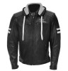 Rusty Stitches Jari Hooded Black White Men Leather Motorcycle Jacket XL/54