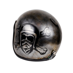 70s Seventies Dirties Collection Eat my Dust Jet Helmet Silver ECE M 57-59cm