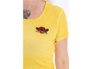 Queen Kerosin Ladies T-Shirt Cropped Wild & Free Yellow