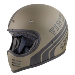 Premier Trophy MX BTR Military Green Retro Off-Road Helmet