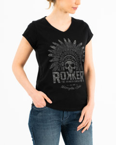 Rokker Indian Bonnet Black Lady T-Shirt