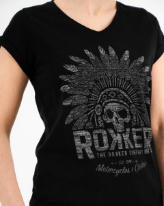 Rokker Indian Bonnet Black Lady T-Shirt