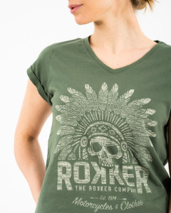Rokker Indian Bonnet Olive Lady T-Shirt L