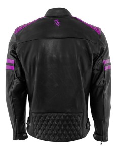 Rusty Stitches Jari Black Purple Men Leather Motorcycle Jacket L/52