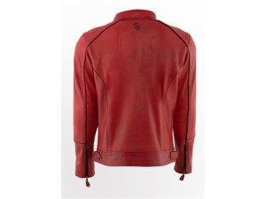 Rusty Stitches Chase Red Black Men Leather Motorcycle Jacket