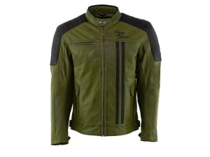 Rusty Stitches Cooper Green Black Men Leather Motorcycle...