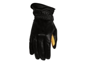 Rusty Stitches Johnny Black Yellow Men Motorcycle Gloves