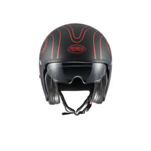 Premier Vintage FR Red Chromed BM Open Face Helmet Black Red