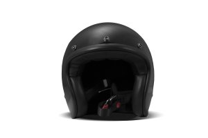DMD Retro Solid Black Open Face Helmet ECE 22.06