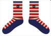 Rokker Stripes LT Motorcycle Socks Unisex Blue Red